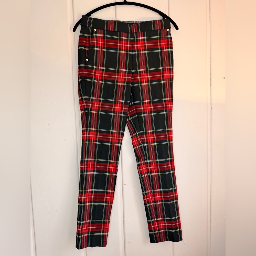 Anne Klein women’s  Tartan Plaid Pants - Red and Black